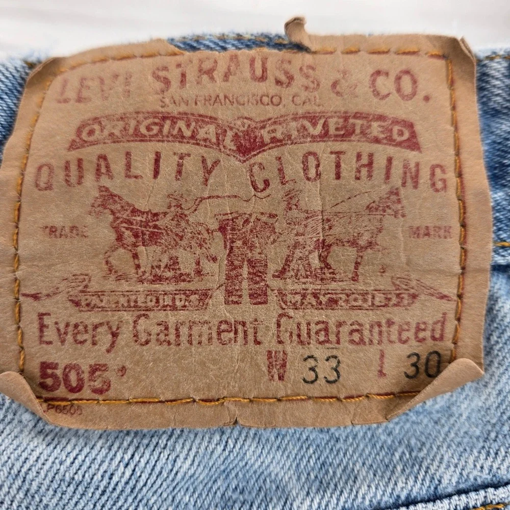 Vintage‎ Levis 505 Jeans Mens 33x30 Light Wash Distressed Straight Leg Grunge